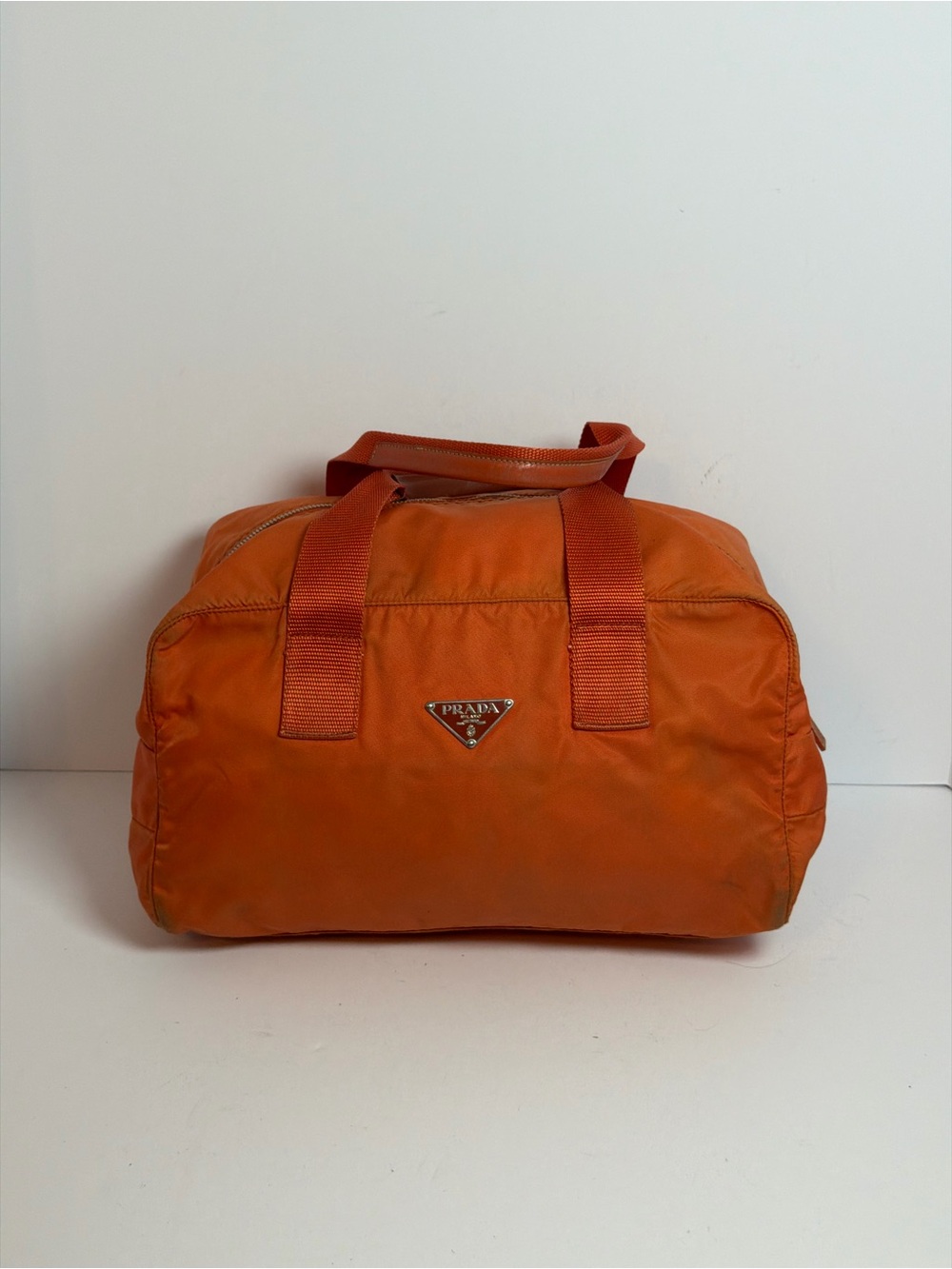 Prada Orange Nylon Weekend Bag